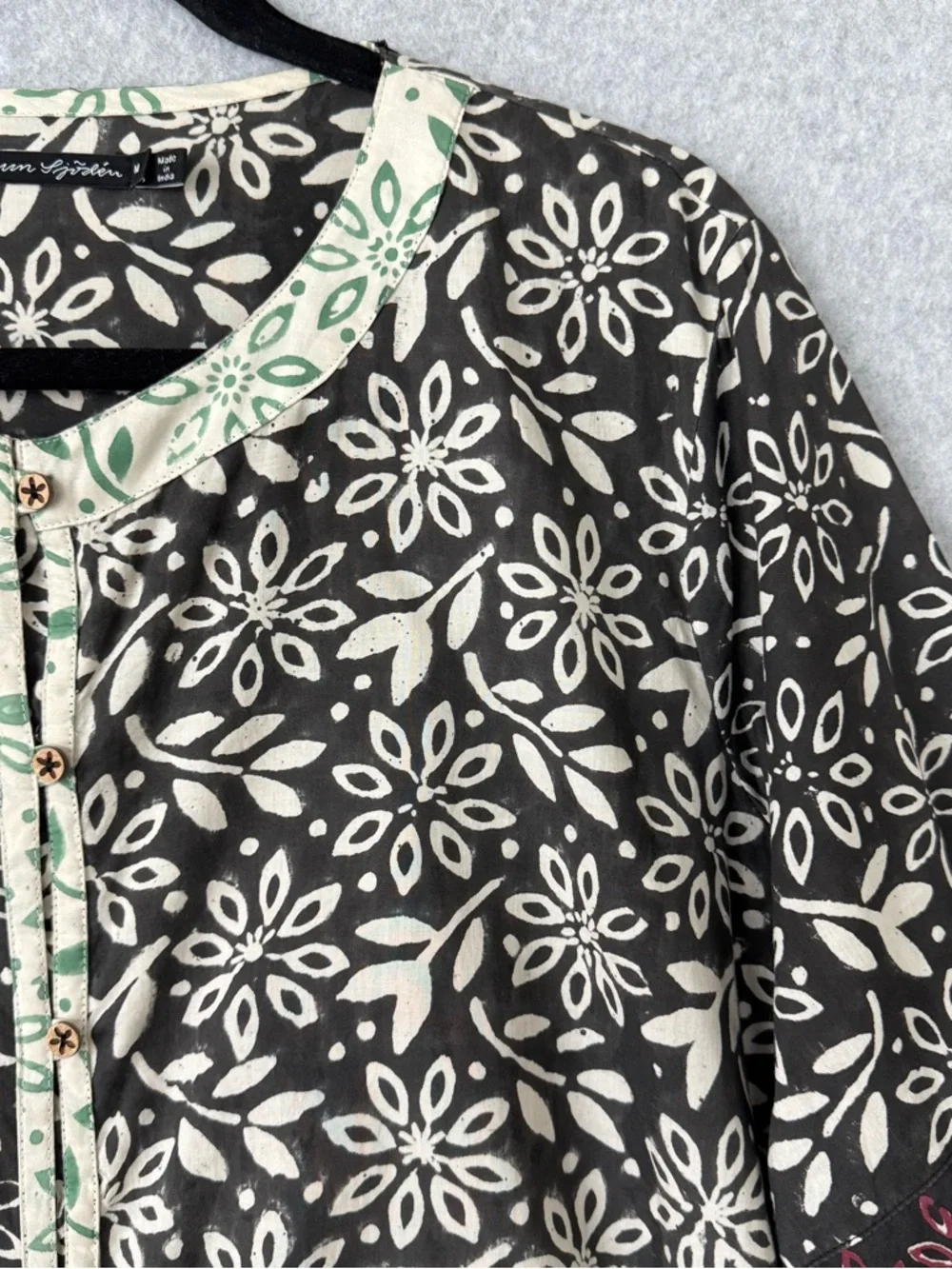 Gudrun Sjoden Dress Size Medium Oversized Floral Button Front Lagenlook Kaftan - Picture 3 of 16